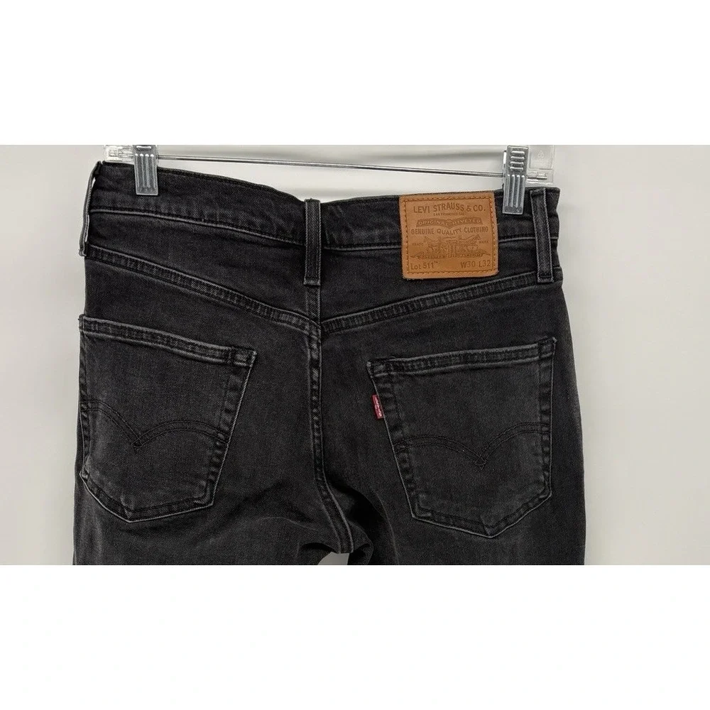 Levis Premium 511 Jeans‎ Faded Black Slim Dark Wash Stretch Men 30X32 (30X31)